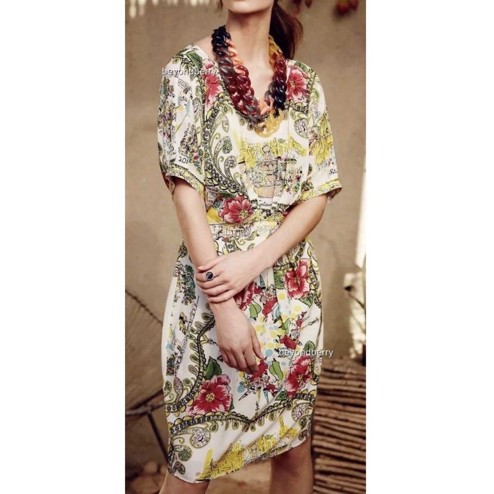 NWOT COLLETTE DINNIGAN Anthropologie SCENIC 100% Silk DRESS Size 6